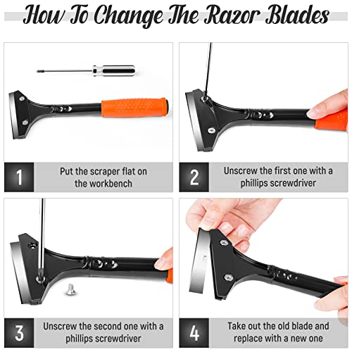 1 PCS Orange Razor Blade Scraper Multi Purpose Cleaning Tool for Floor and Glass DIYSELF