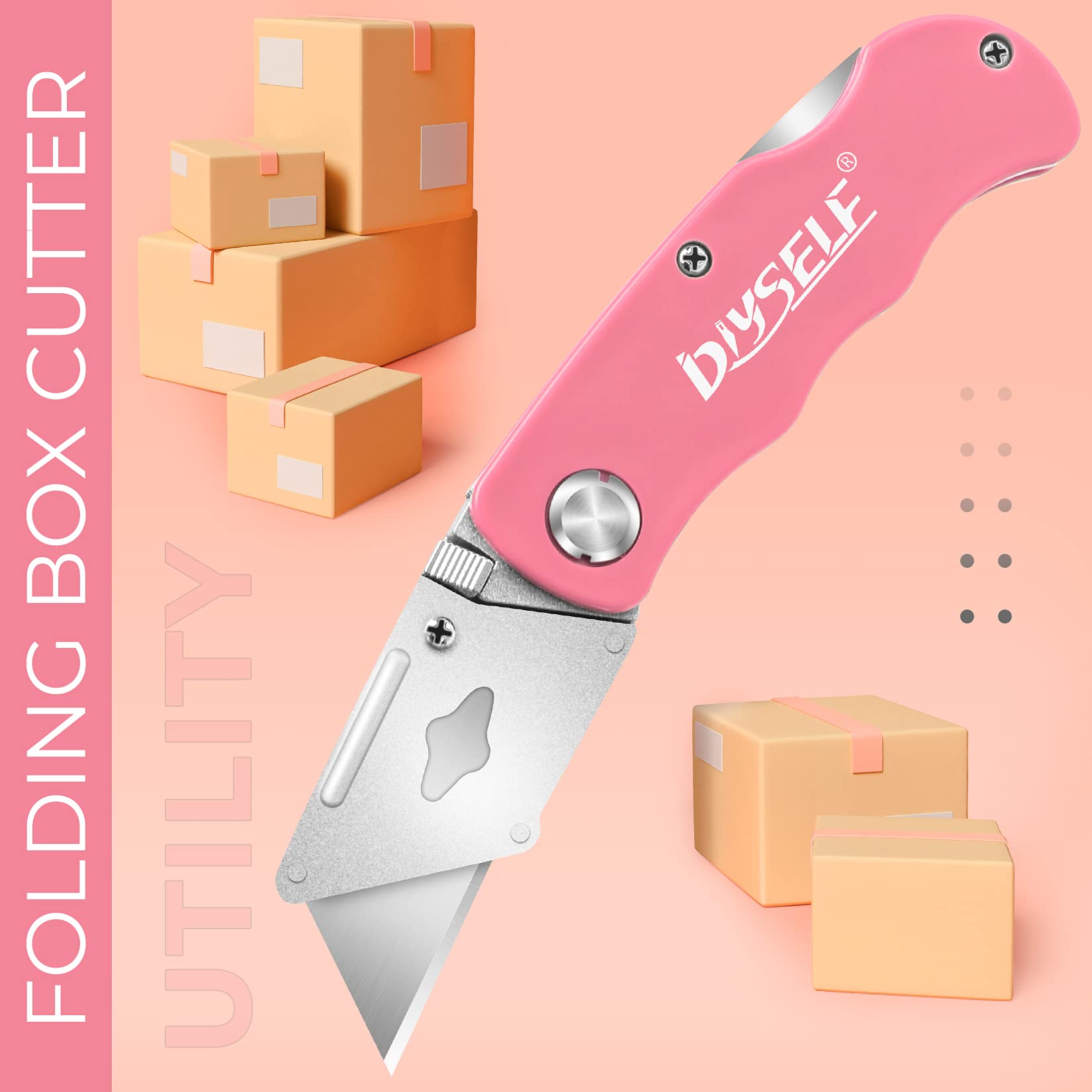Knife 7 PCS Folding Box Cutters with Back Lock Design DIYSELF