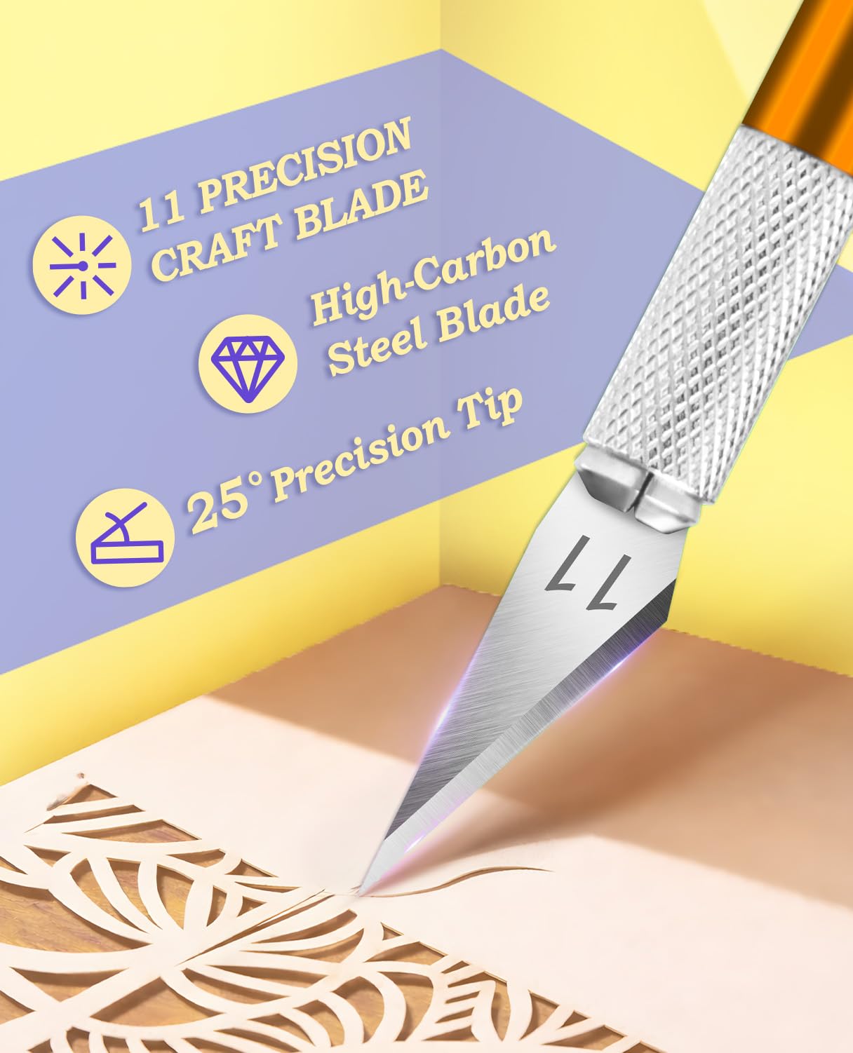 Gold Exacto Knife Set Hobby Kit 20PCS #11 Blades Precision Aluminum Handle 6 Inch Steel Ruler DIYSELF