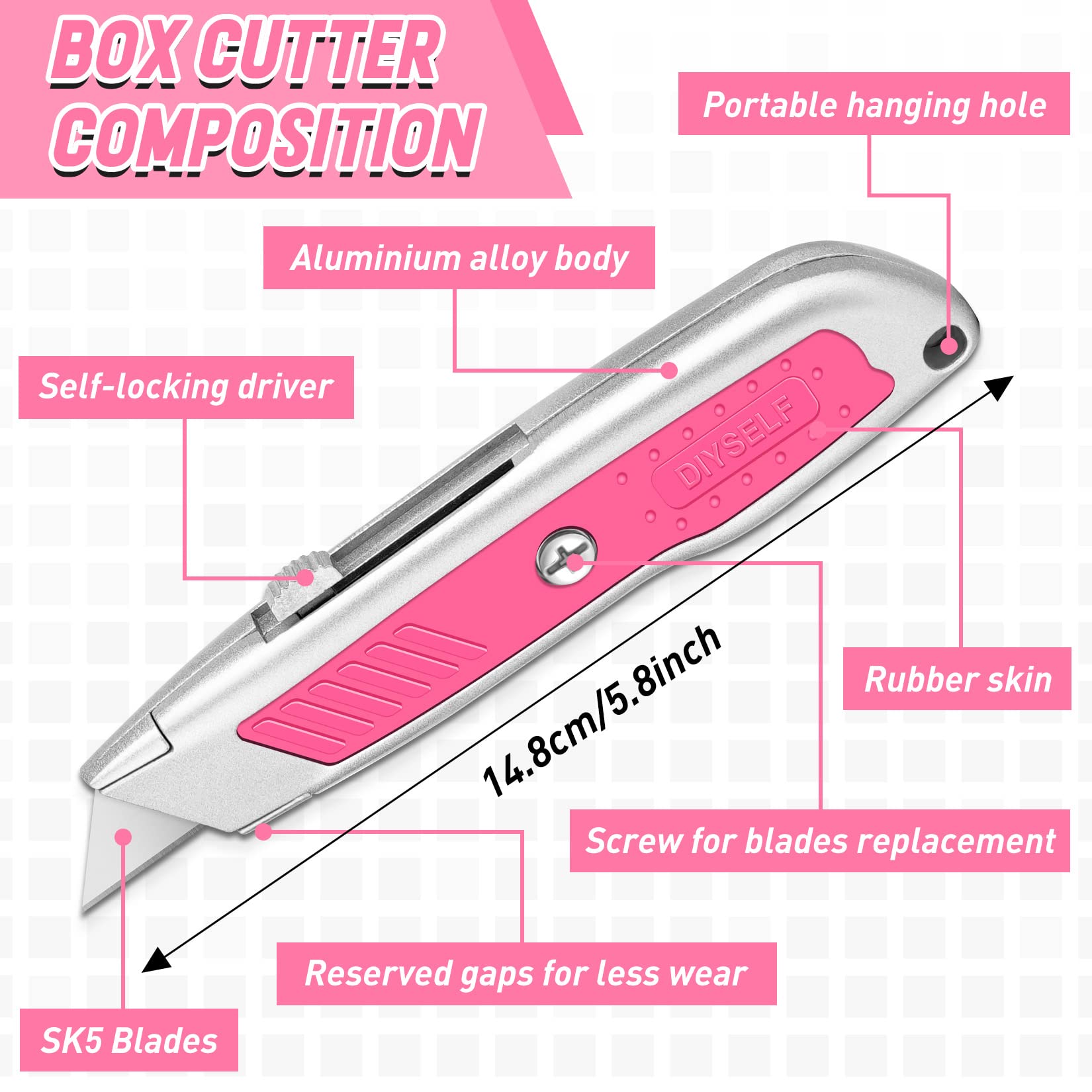 2 PCS Retractable Box Cutters – Aluminum Utility Knife DIYSELF