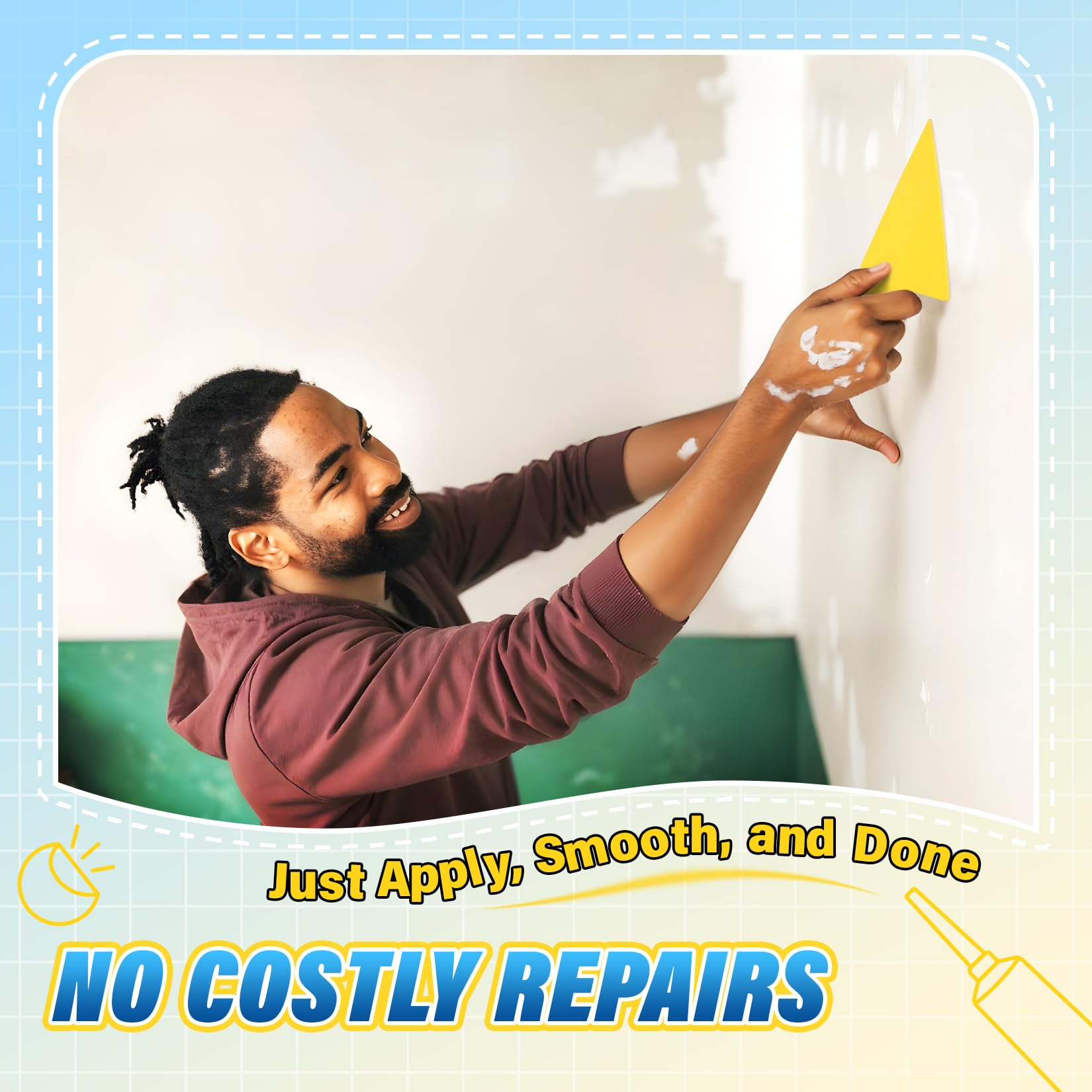 9 PCS Drywall Repair Kit White Spackle Putty with Scraper Sander Fast Drying Hole Filler 7oz