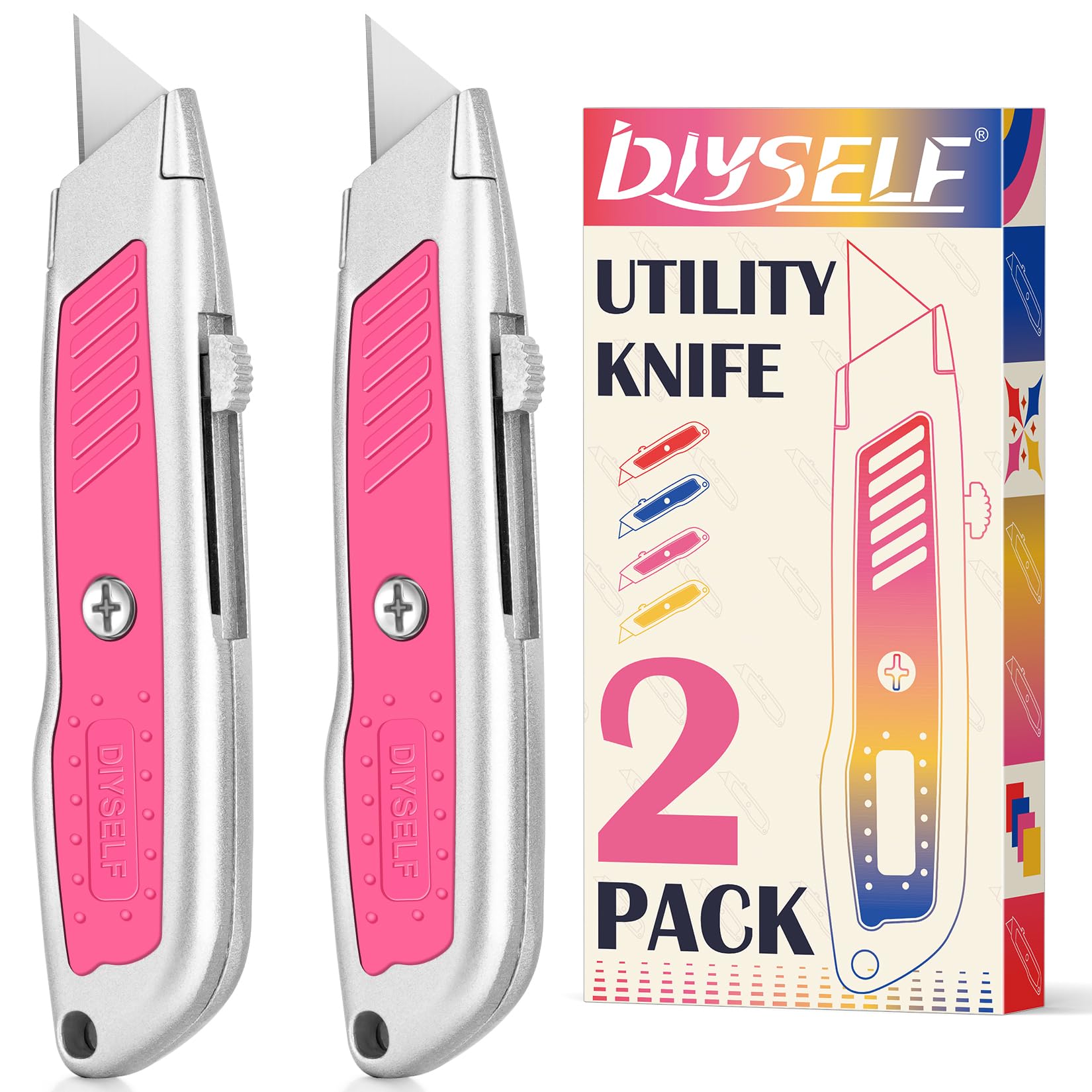 2 PCS Retractable Box Cutters – Aluminum Utility Knife DIYSELF
