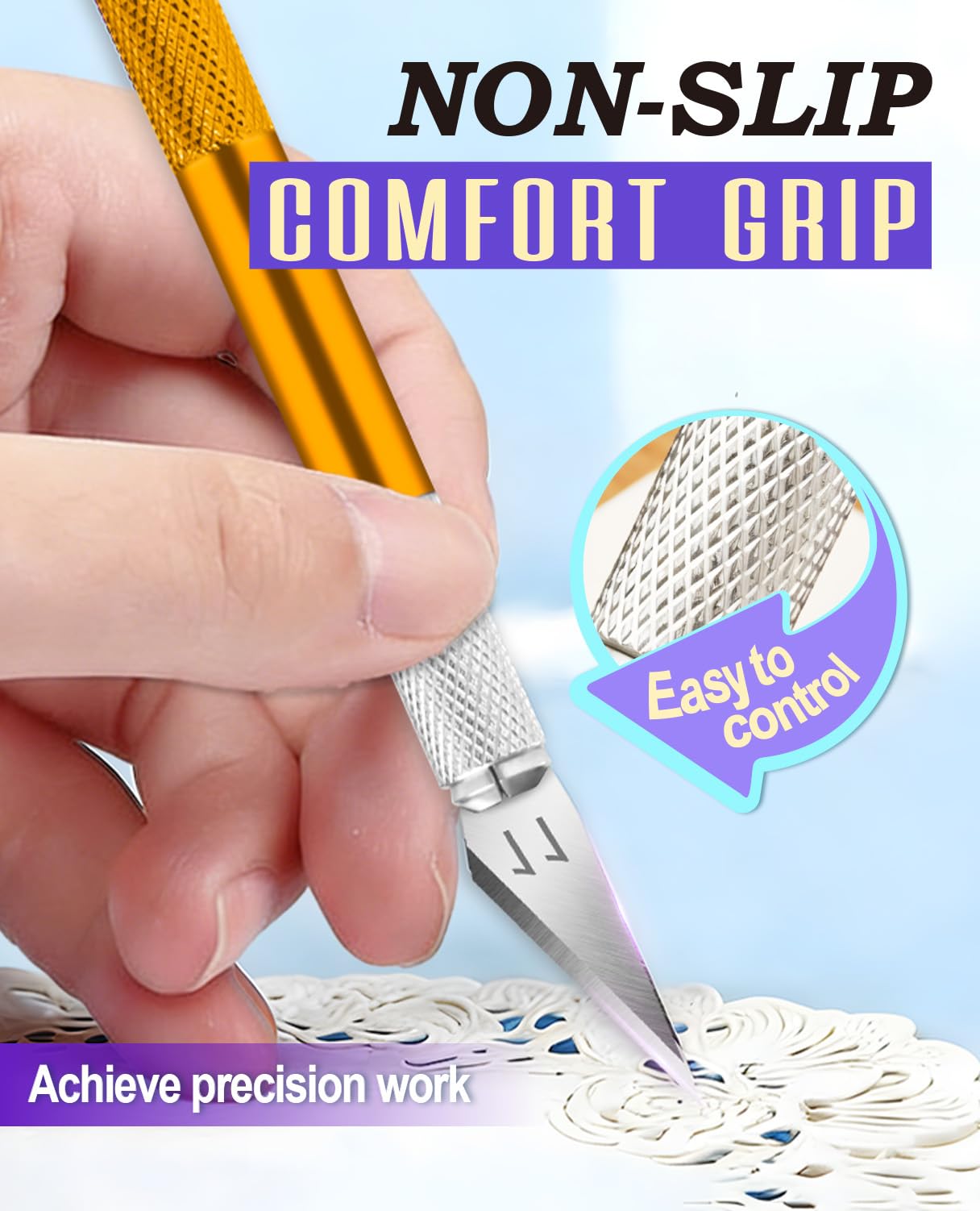 Gold Exacto Knife Set Hobby Kit 20PCS #11 Blades Precision Aluminum Handle 6 Inch Steel Ruler DIYSELF