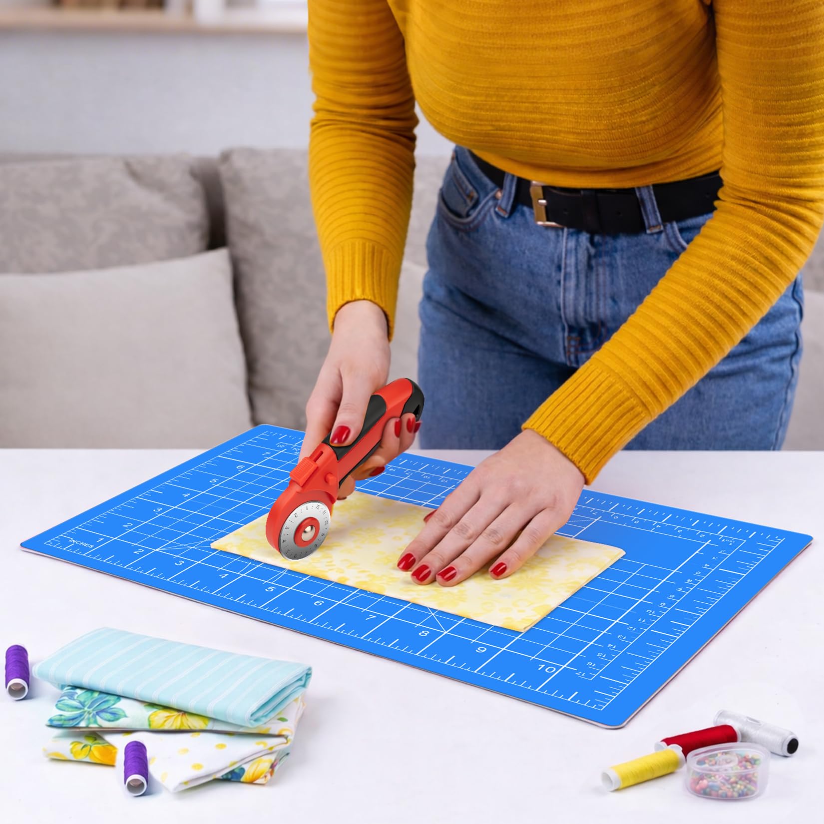 1 PCS Blue Cutting Mat 8in×6in Self Healing Double Sided 5 Ply Craft Rotary Cutting Board A5 Size DIYSELF