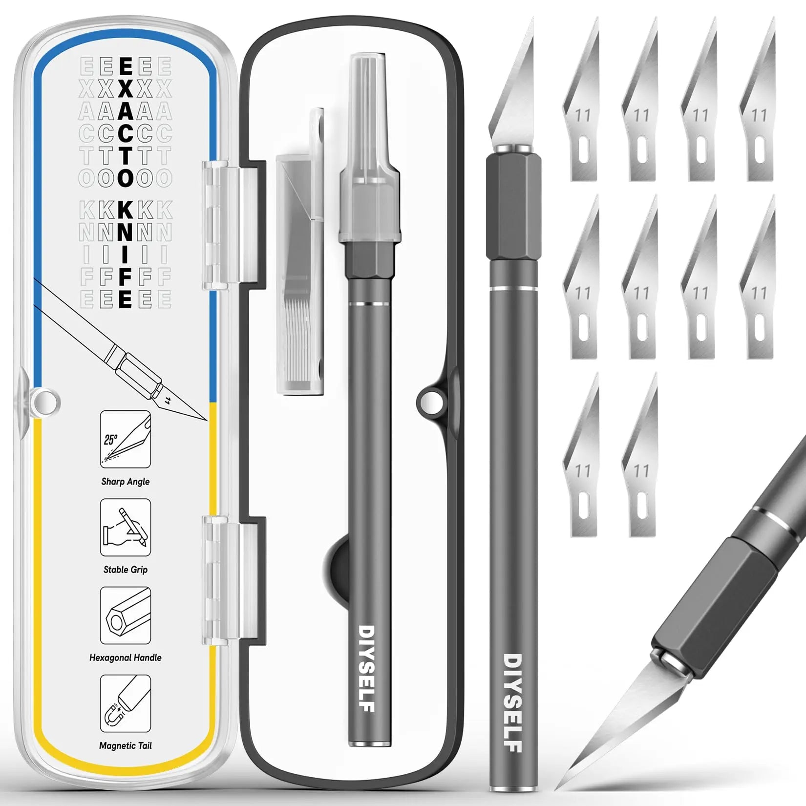 12 PCS Precision Craft Hobby Knife Set with 11 Blades DIYSELF