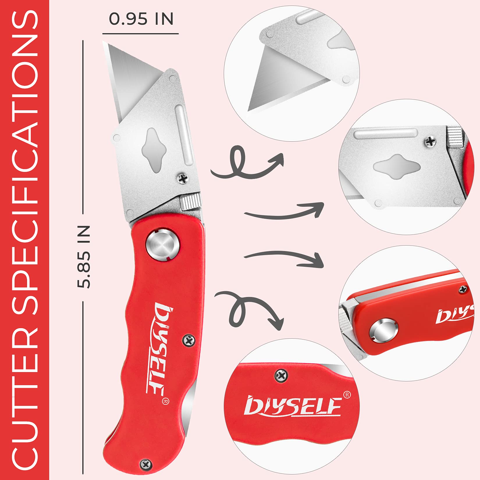 Knife 7 PCS Folding Box Cutters with Back Lock Design DIYSELF