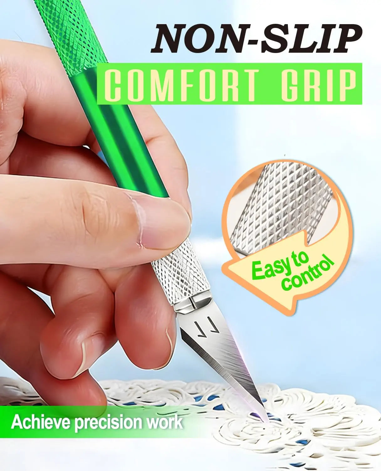 10 PCS Extra #11 Blades Precision Hobby Knife Set with Steel Ruler Green DIYSELF