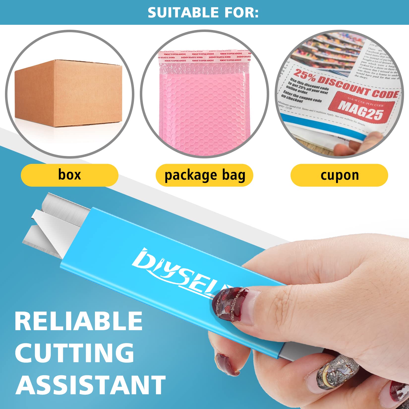 12 PCS Retractable Box Cutters with Single Edge Razor Blades DIYSELF