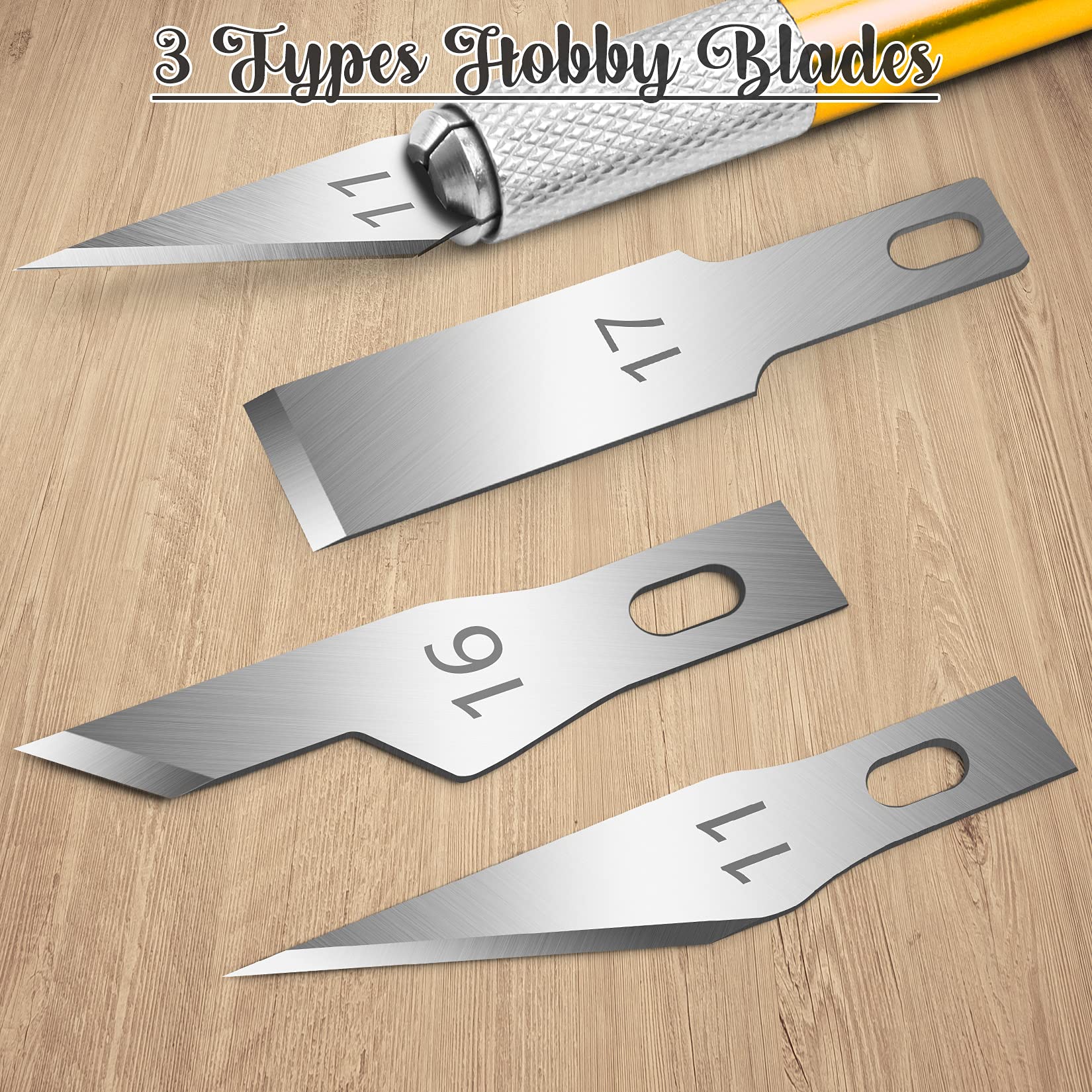 2 PCS Exacto Knives with 40 Spare Blades Set Craft Knife Wood Carving Tools #11 #16 #17 DIYSELF