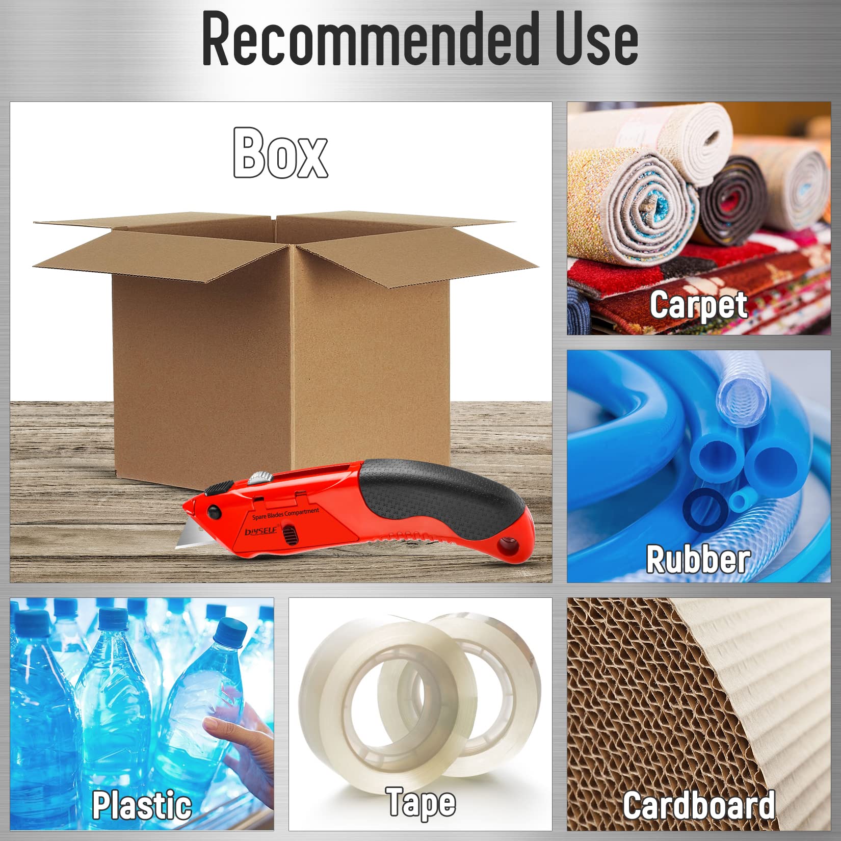 Bulk 10 PCS Red Heavy Duty Utility Knife with 4 Sharp Blades & Handle Storage Space