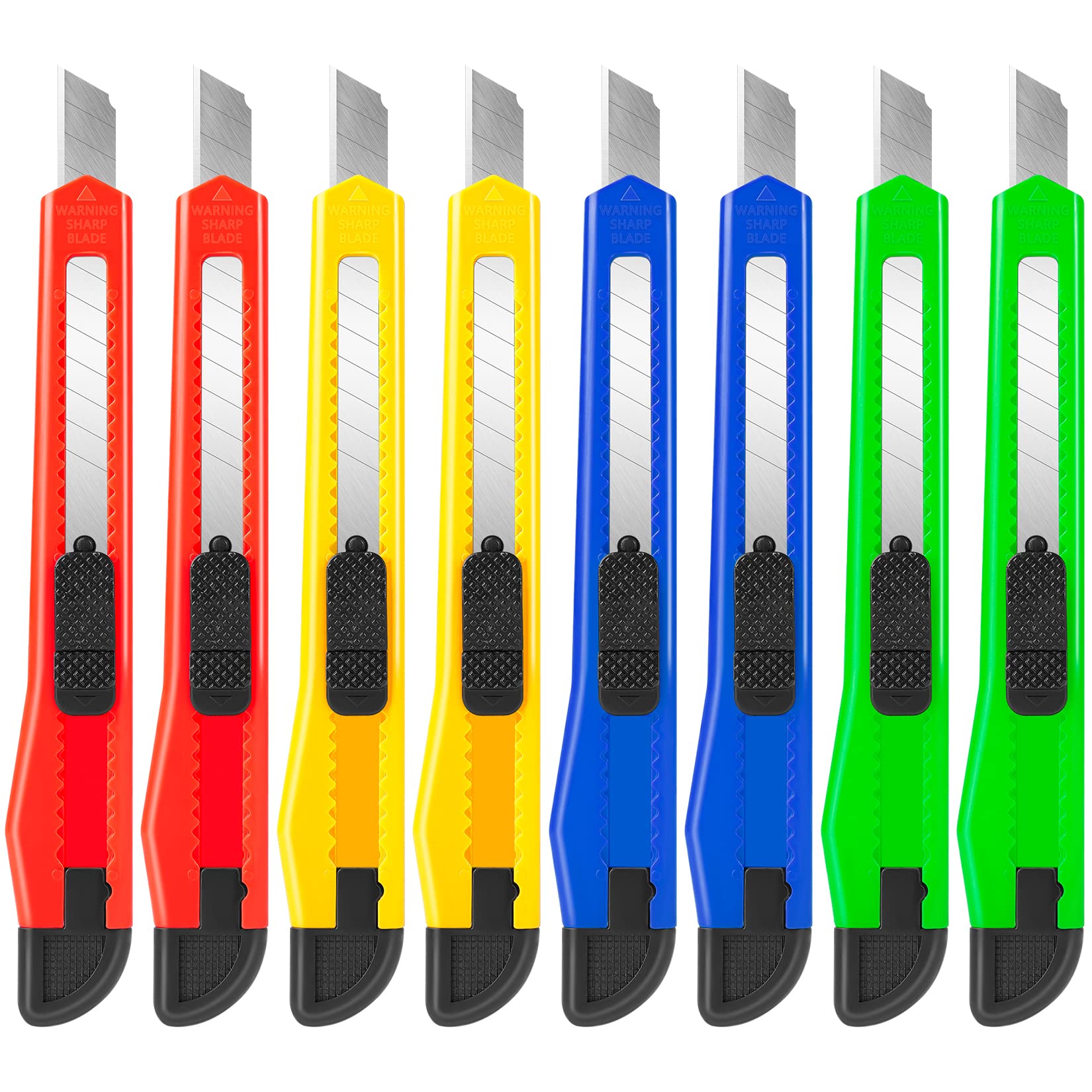 8 PCS Utility Knife Box Cutters Retractable 9mm Wide Blade Cutter 4 Colors DIYSELF