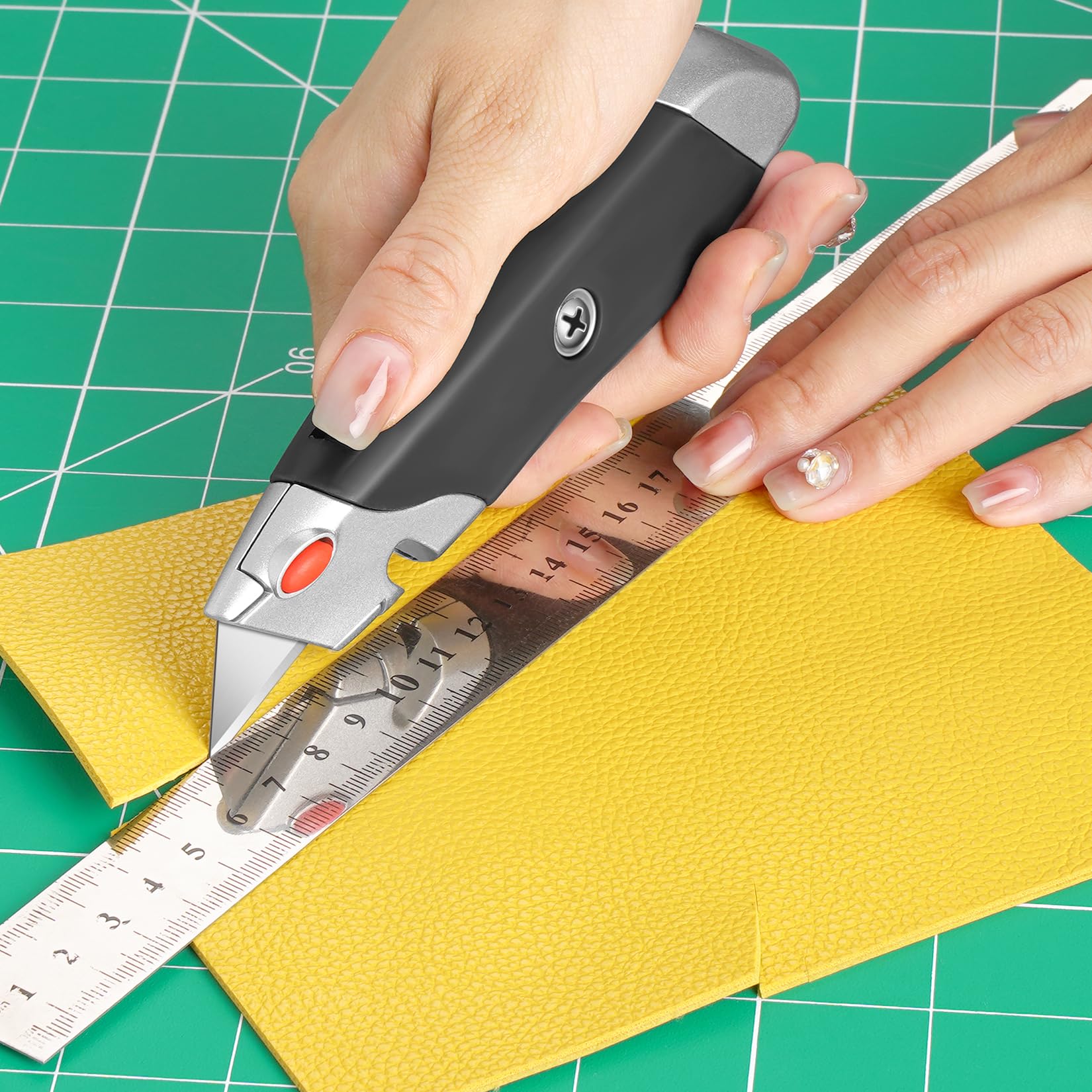 10 PCS Black-A Box Cutter Heavy Duty Retractable Utility Knife with Rubber Handle DIYSELF