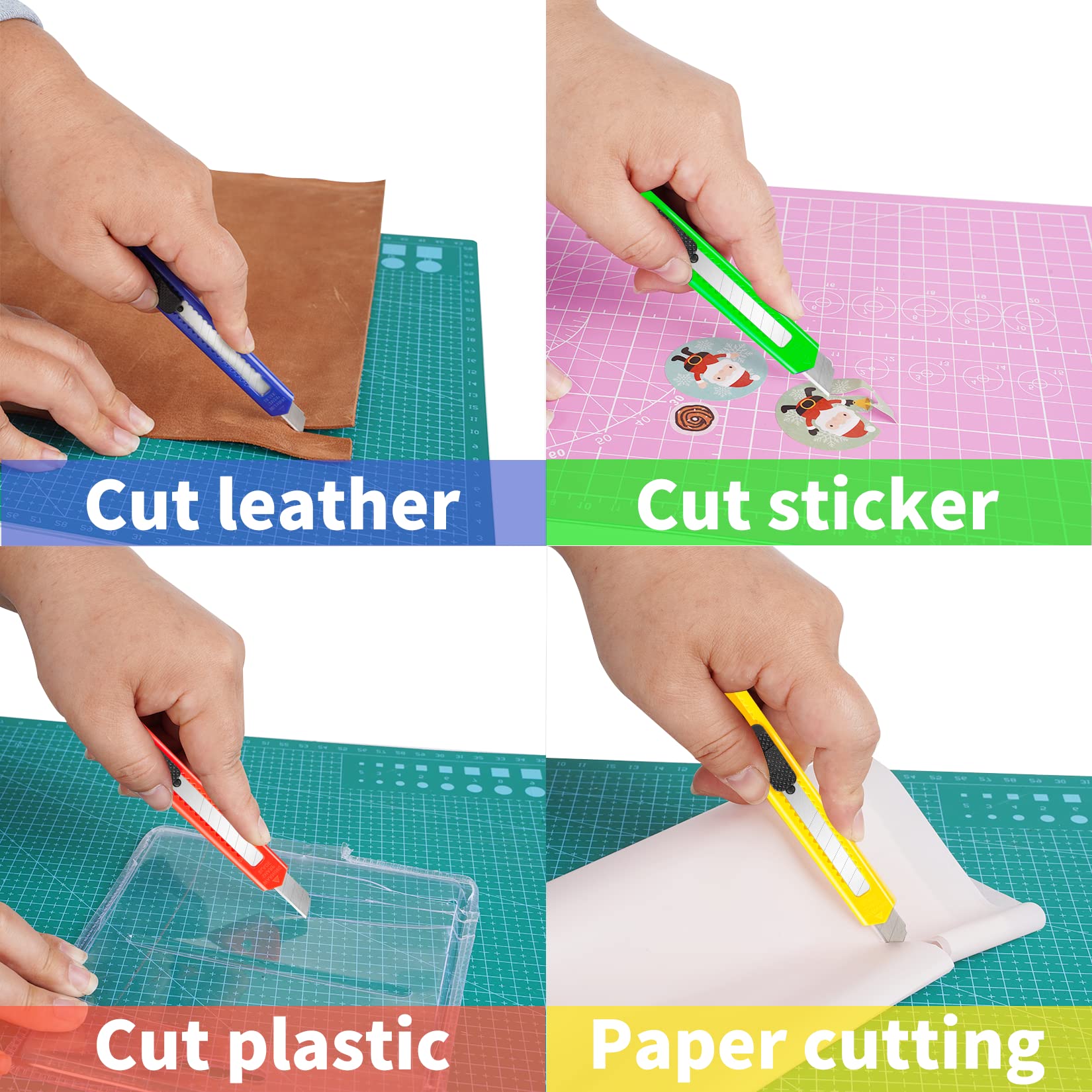 8 PCS Utility Knife Box Cutters Retractable 9mm Wide Blade Cutter 4 Colors DIYSELF