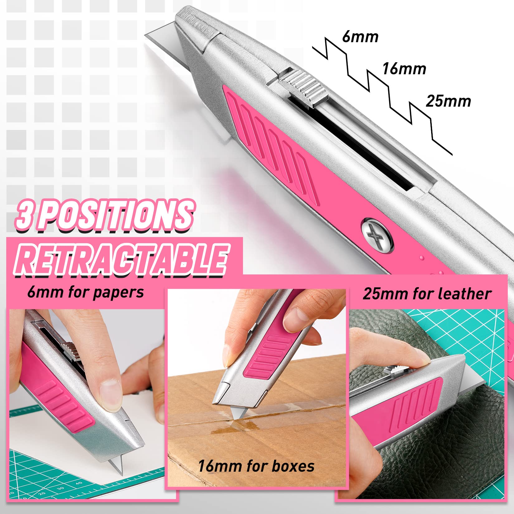 2 PCS Retractable Box Cutters – Aluminum Utility Knife DIYSELF