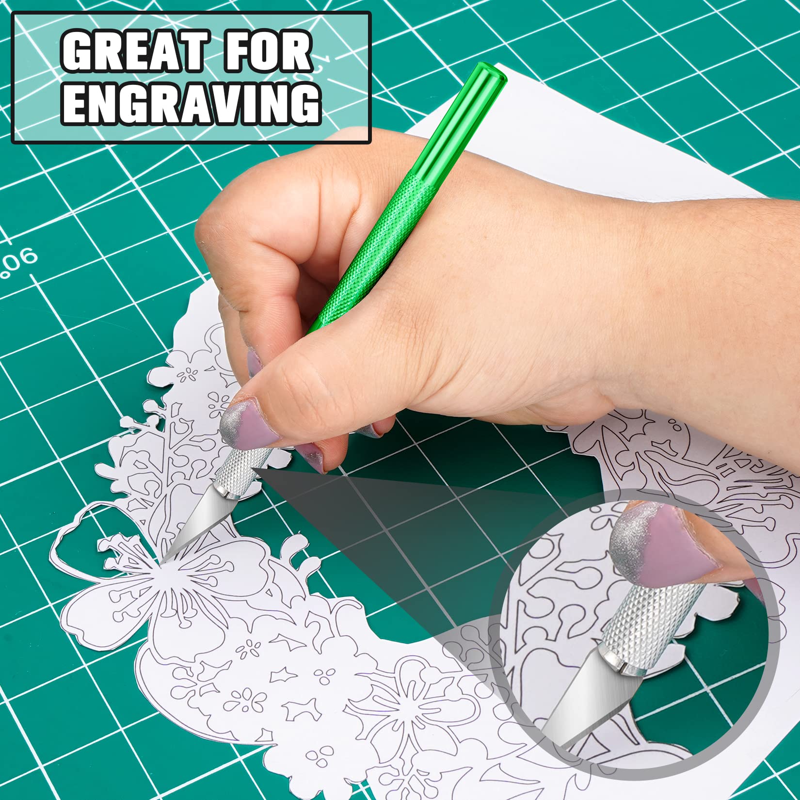 2 PCS Green Exacto Knife Set with 20 High Carbon Steel #11 Replacement Blades DIYSELF