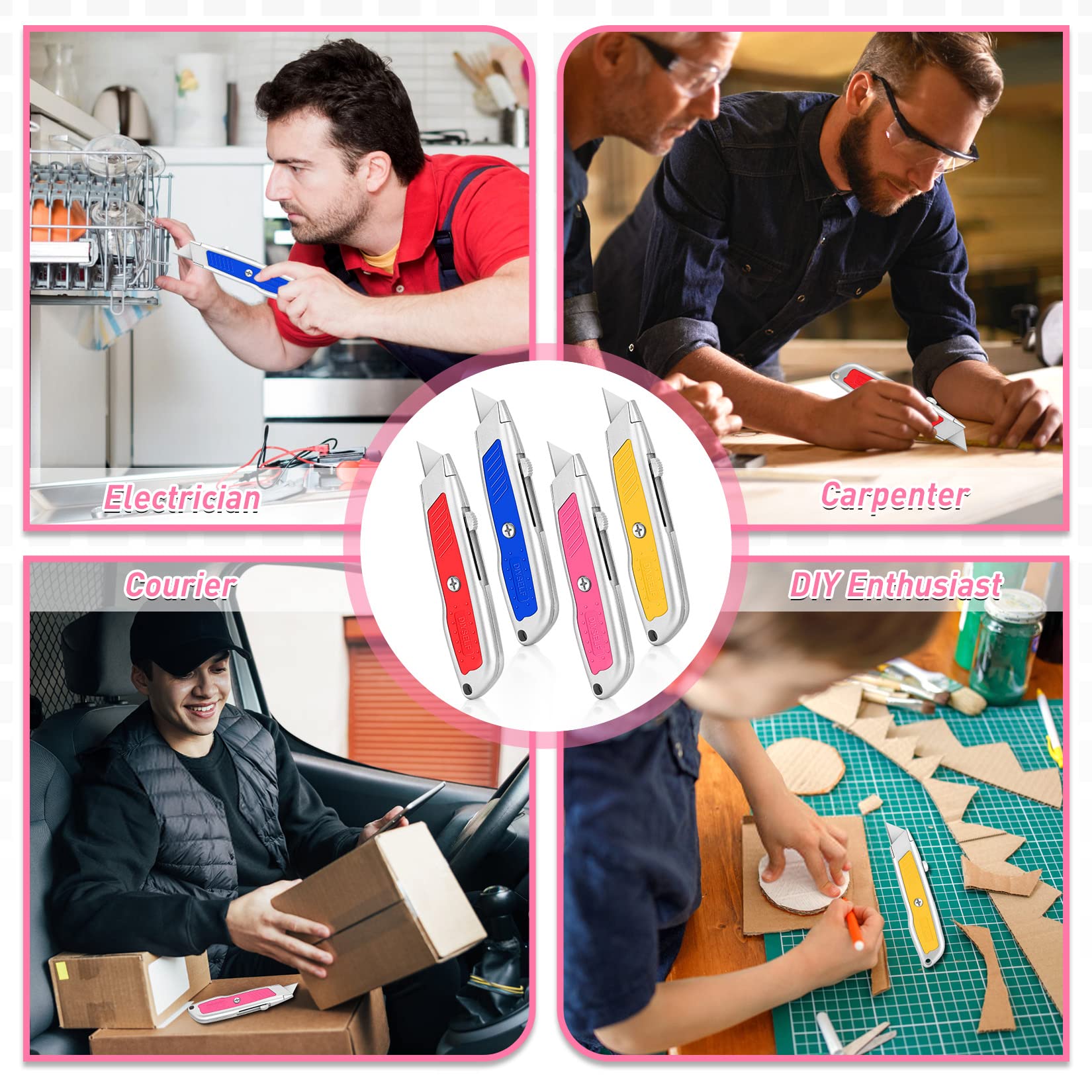 2 PCS Retractable Box Cutters – Aluminum Utility Knife DIYSELF