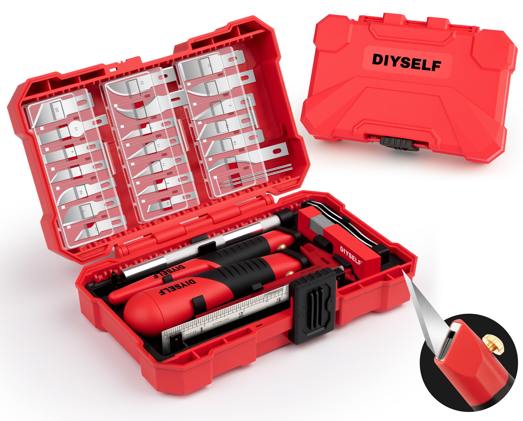 Red 41 PCS Exacto Knife Set Precision Craft Hobby Knife for Diamond Painting Fabric Clay Paper Cutting Art DIYSELF