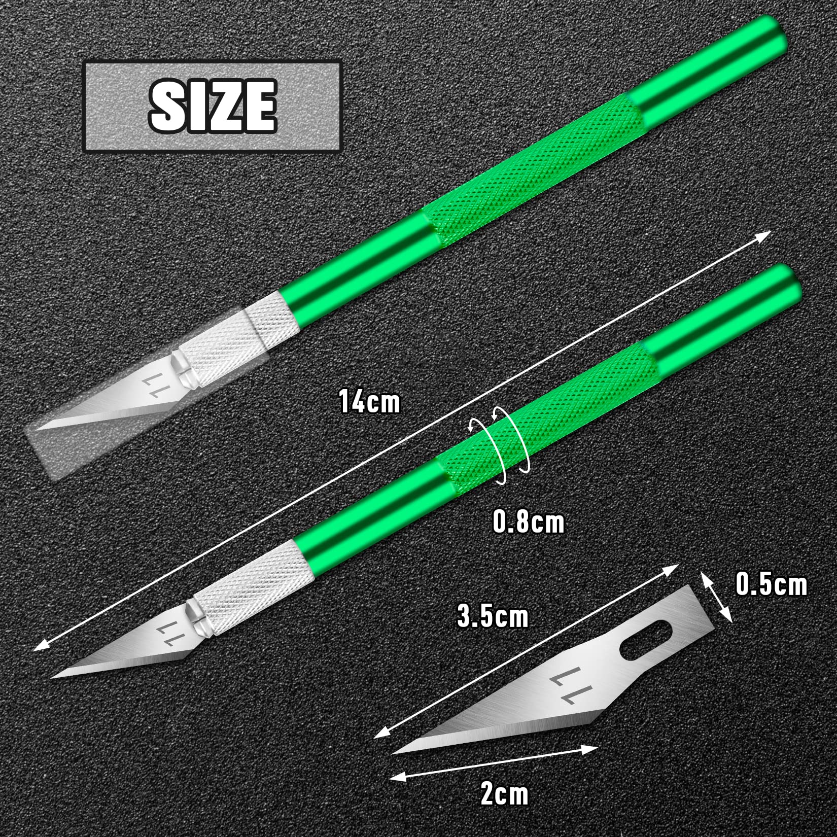 2 PCS Green Exacto Knife Set with 20 High Carbon Steel #11 Replacement Blades DIYSELF