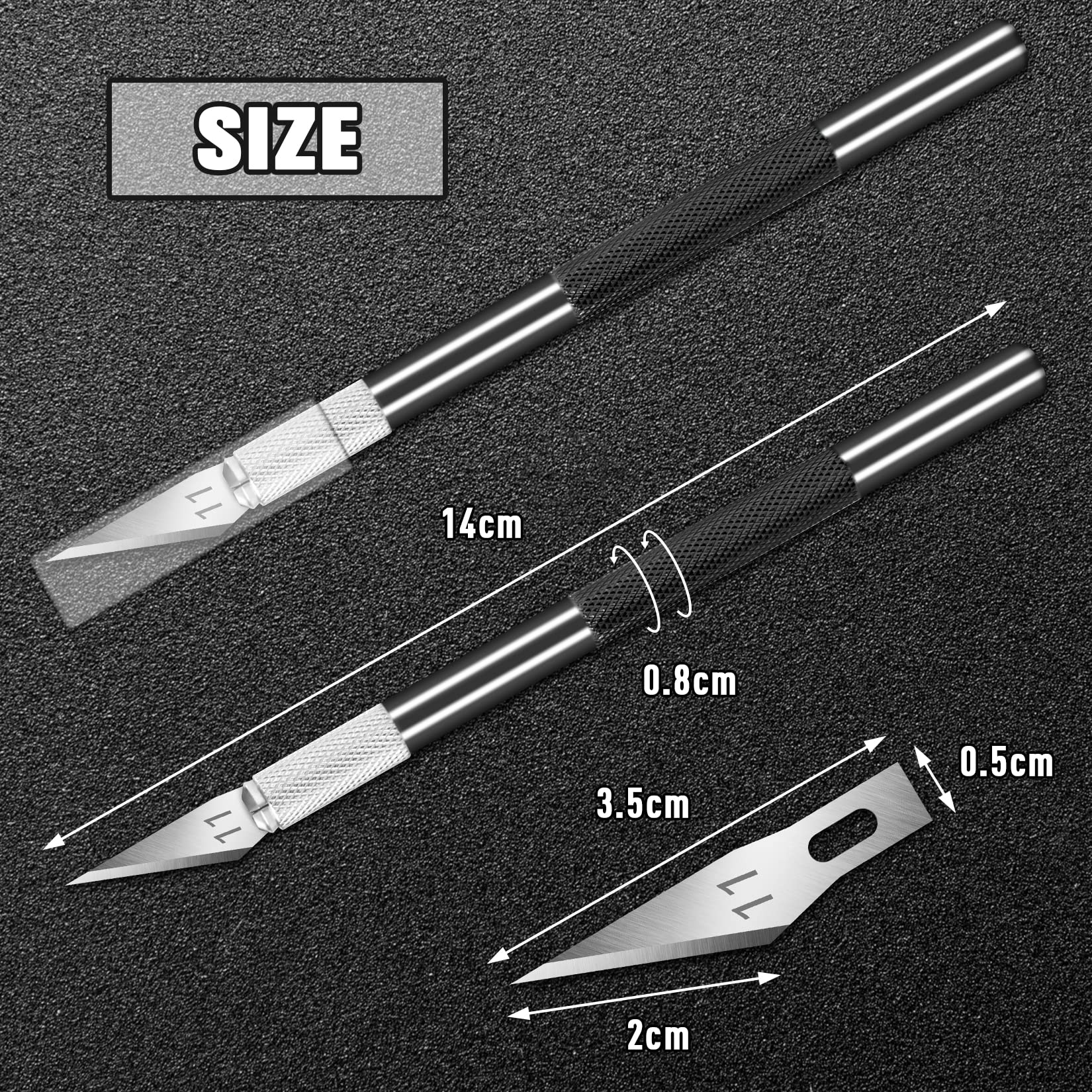 2 PCS Black Exacto Knife Set Precision Craft Knife with 20 #11 DIYSELF