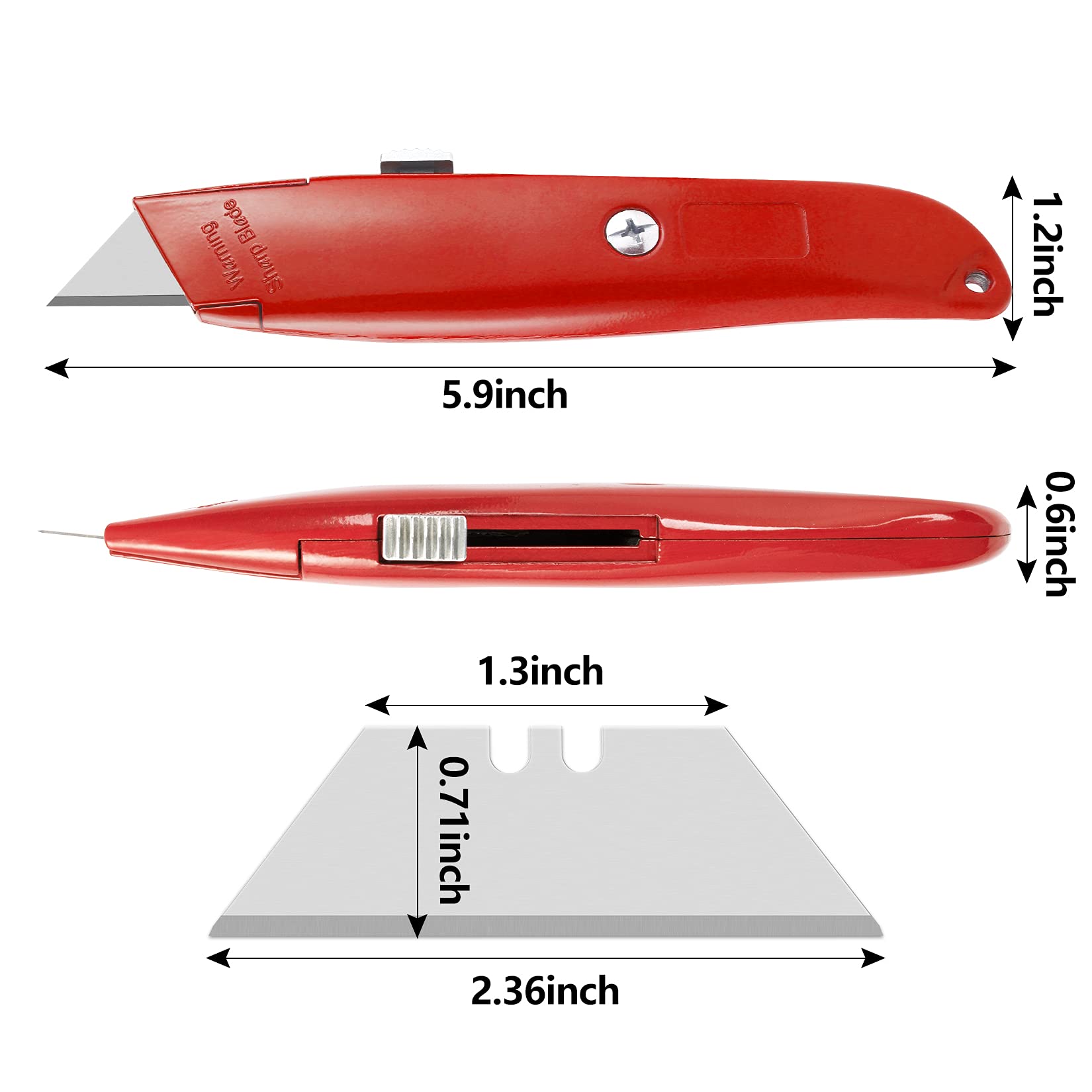 Bulk 20-Pack Red Heavy Duty Retractable Utility Knife – PVC Cutter