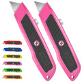 Bulk 20 Pack Box Cutter Retractable Heavy Duty Utility Knife Pink