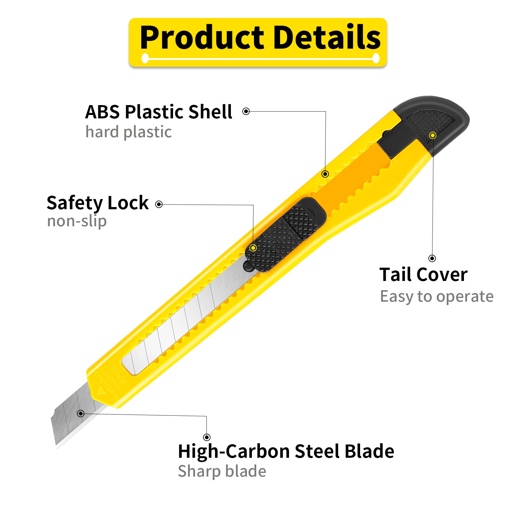 8 PCS Utility Knife Box Cutters Retractable 9mm Wide Blade Cutter 4 Colors DIYSELF