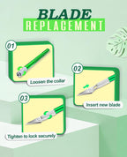 DIYSELF Craft Knife with 10 Extra #11 Blades, Precision Hobby Knife Set with Steel Ruler, Exacto Knife for Crafting, Polymer Clay, Pottery, Paper, Vinyl, Stencil & Model Making (Green)