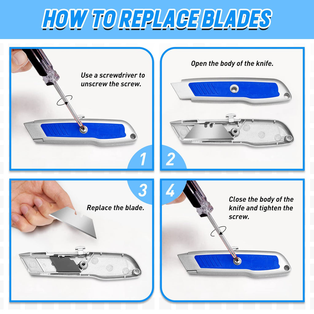 Bulk 20 Pack Blue Heavy Duty Box Cutter – Sharp Utility Knife