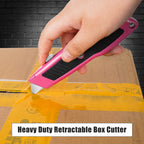 Bulk 20 Pack Box Cutter Retractable Heavy Duty Utility Knife Pink