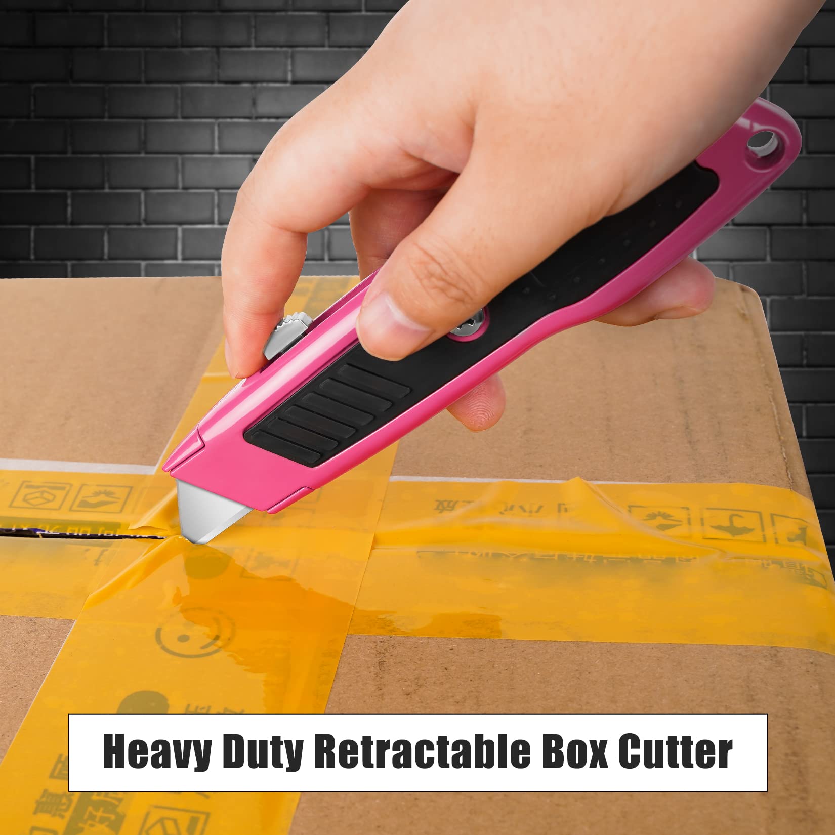 Bulk 20 Pack Box Cutter Retractable Heavy Duty Utility Knife Pink