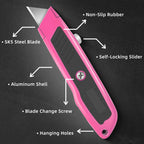 Bulk 20 Pack Box Cutter Retractable Heavy Duty Utility Knife Pink