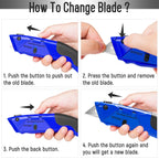 DIYSELF 1 Pack Box Cutter Knife, Soft Grip Handle, Utility Knife Retractable for Home, Office, School Use, Razor Knife, Box Cutter Heavy Duty for Cutting Cardboard, Carpet, Rope, and Wire