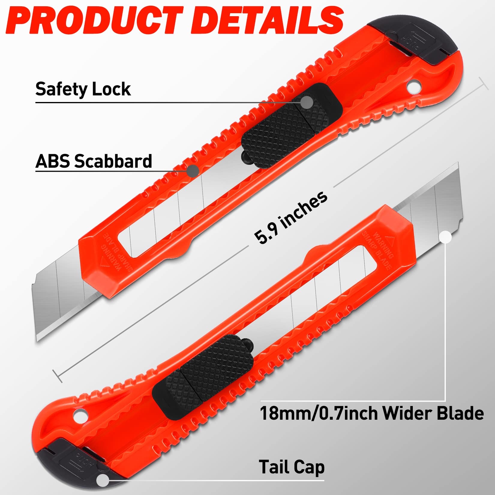 30 PCS Box Cutter Retractable, 18mm Box Knife DIYSELF