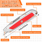Bulk 20-Pack Red Retractable Box Cutters with SK5 Blades – Portable Utility Knife
