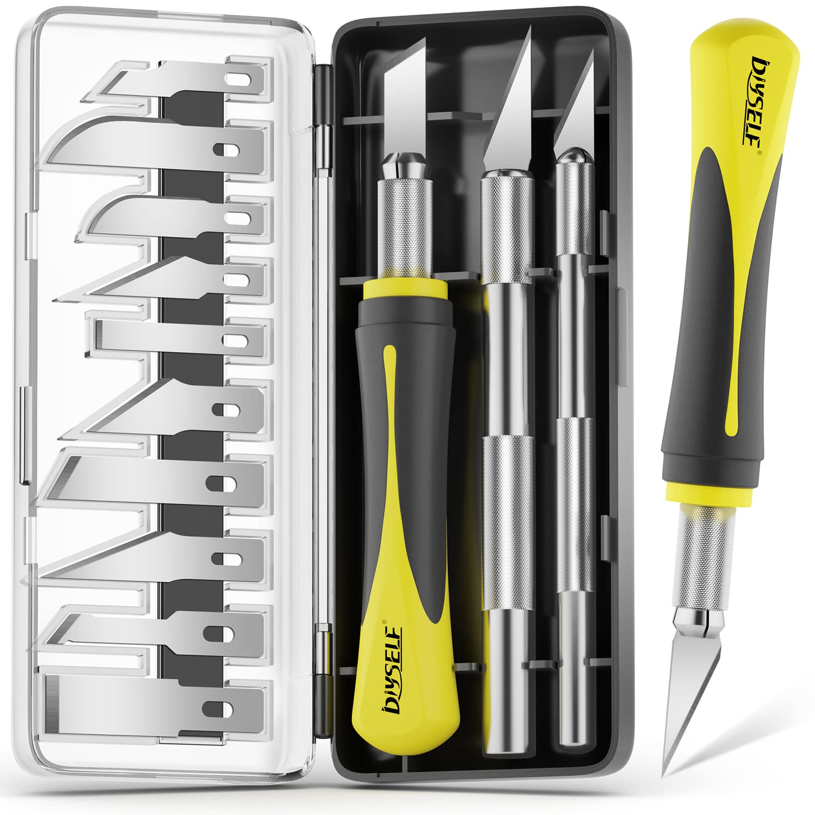 Bulk 160-Piece Yellow Precision Craft & Hobby Knife Set with Storage Case