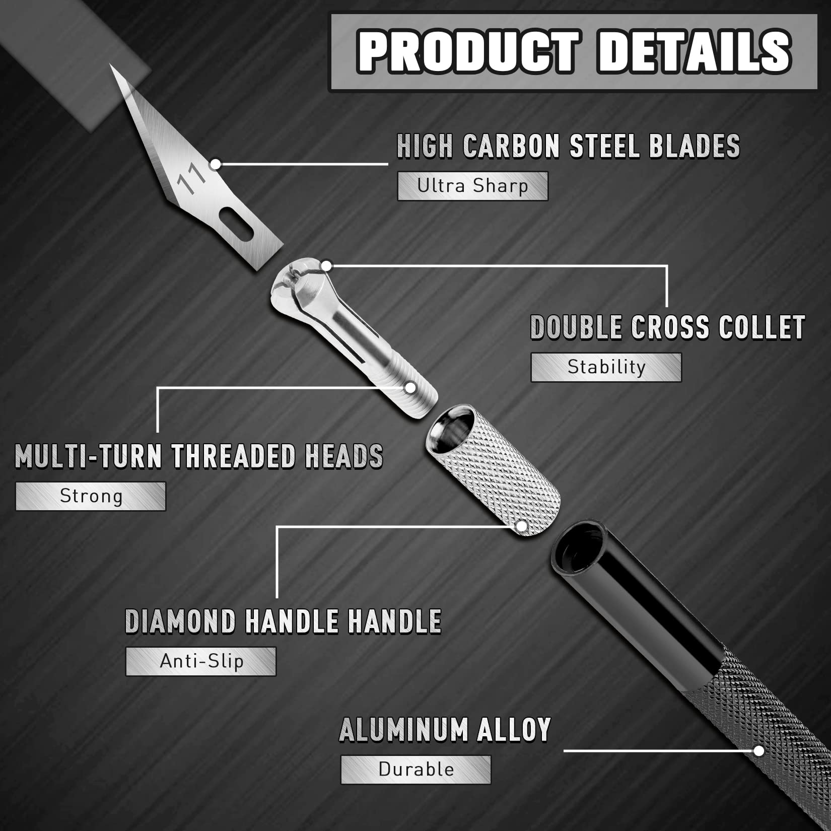 2 PCS Black Exacto Knife Set Precision Craft Knife with 20 #11 DIYSELF