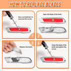 Bulk 20-Pack Red Retractable Box Cutters with SK5 Blades – Portable Utility Knife