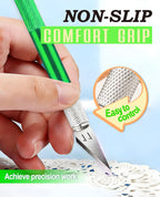 DIYSELF Craft Knife with 10 Extra #11 Blades, Precision Hobby Knife Set with Steel Ruler, Exacto Knife for Crafting, Polymer Clay, Pottery, Paper, Vinyl, Stencil & Model Making (Green)