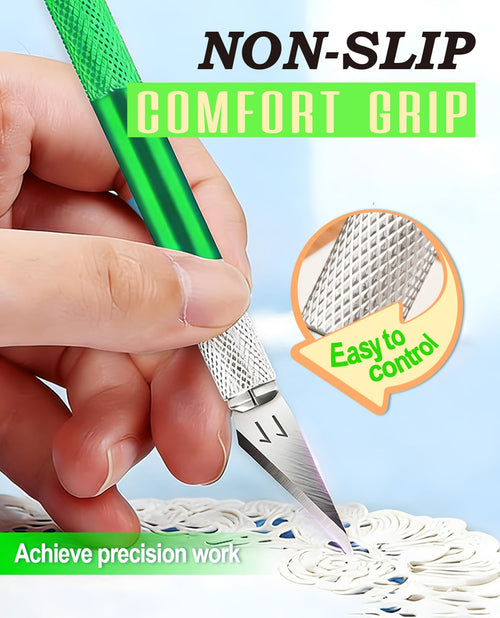 Bulk 100 Extra #11 Blades Precision Hobby Knife Set with Steel Ruler Green