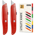 Bulk 20-Pack Red Heavy Duty Retractable Utility Knife – PVC Cutter