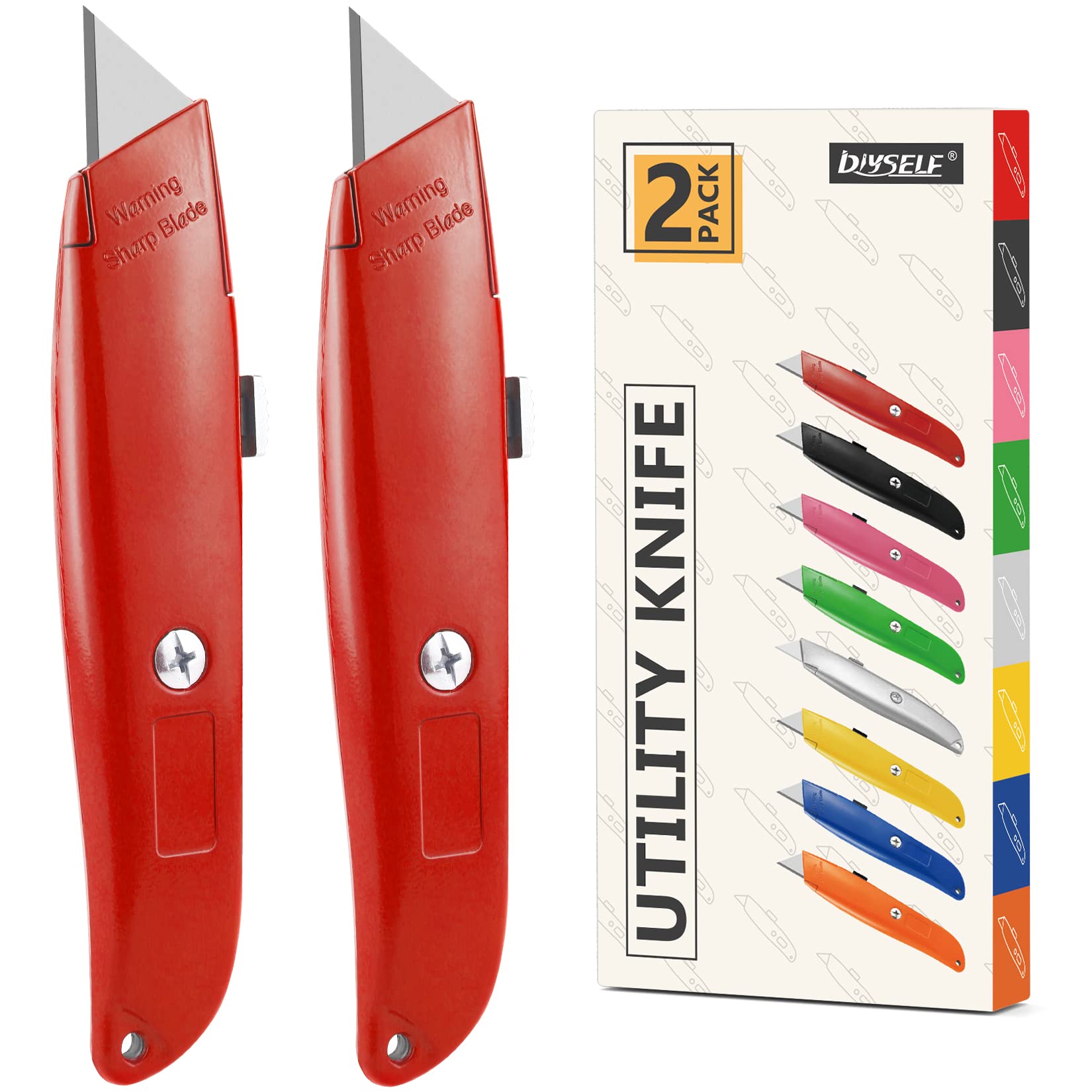 Bulk 20-Pack Red Heavy Duty Retractable Utility Knife – PVC Cutter