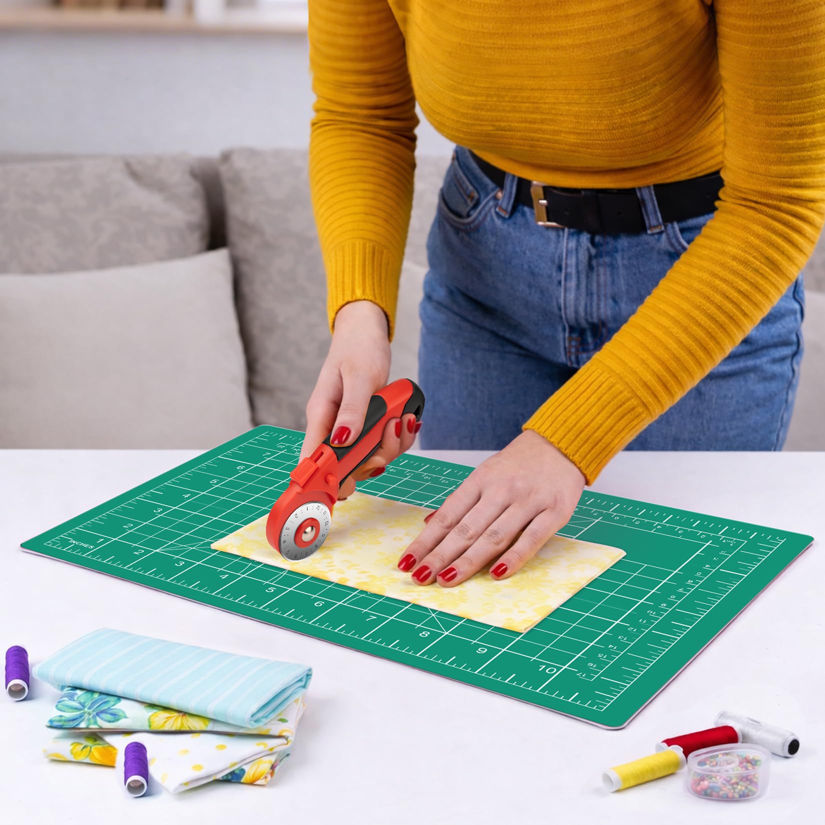 1 PCS Green Cutting Mat 8in×6in Self Healing Double Sided 5 Ply Craft Rotary Cutting Board A5 Size DIYSELF