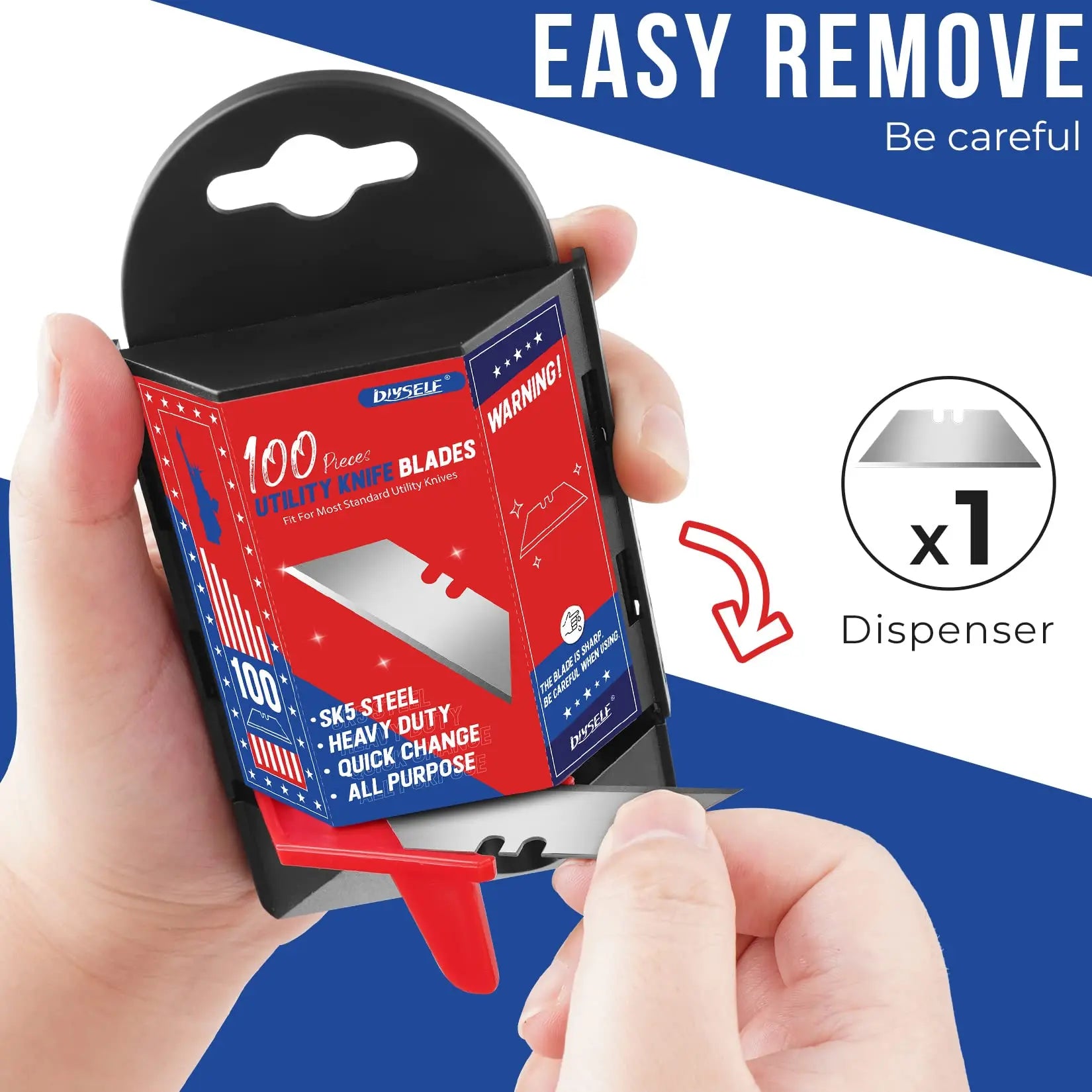 100 PCS Silver Razor Knife – with Dispenser DIYSELF