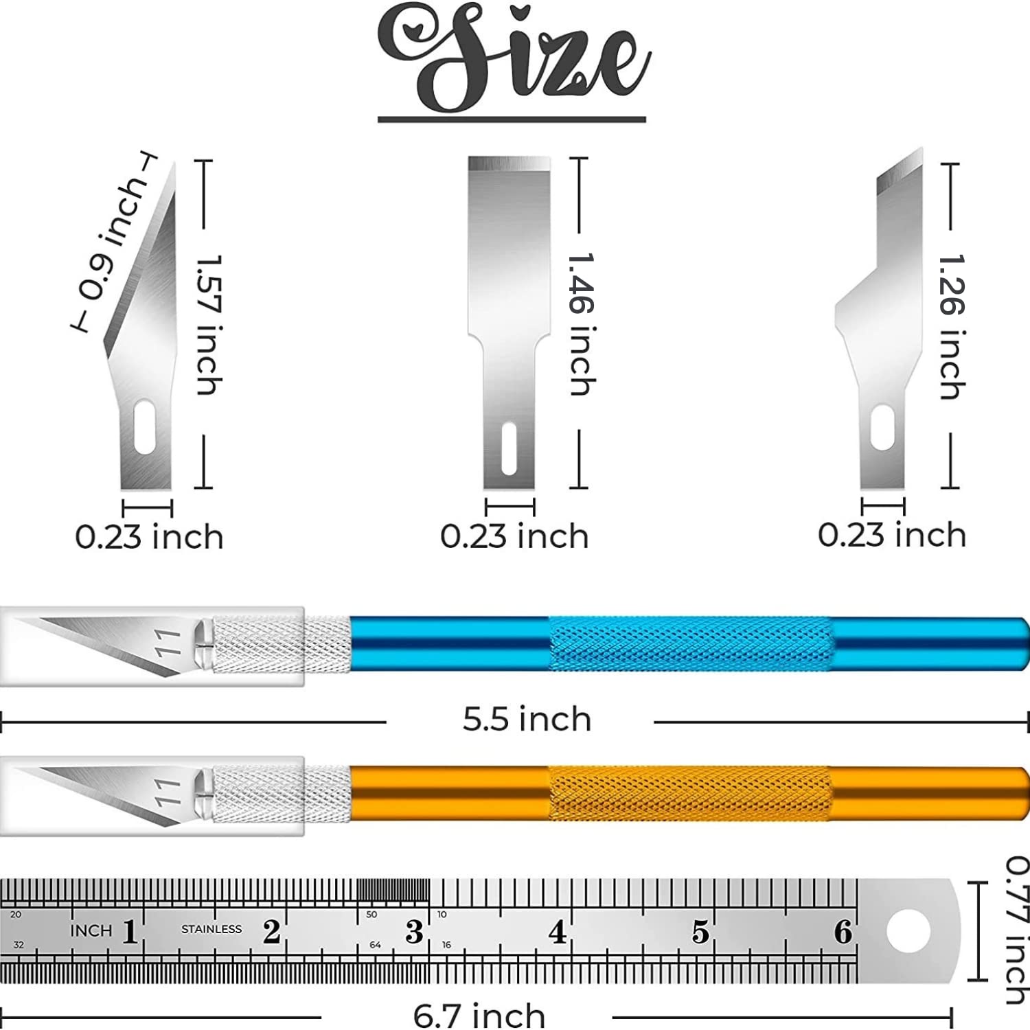 2 PCS Exacto Knives with 40 Spare Blades Set Craft Knife Wood Carving Tools #11 #16 #17 DIYSELF