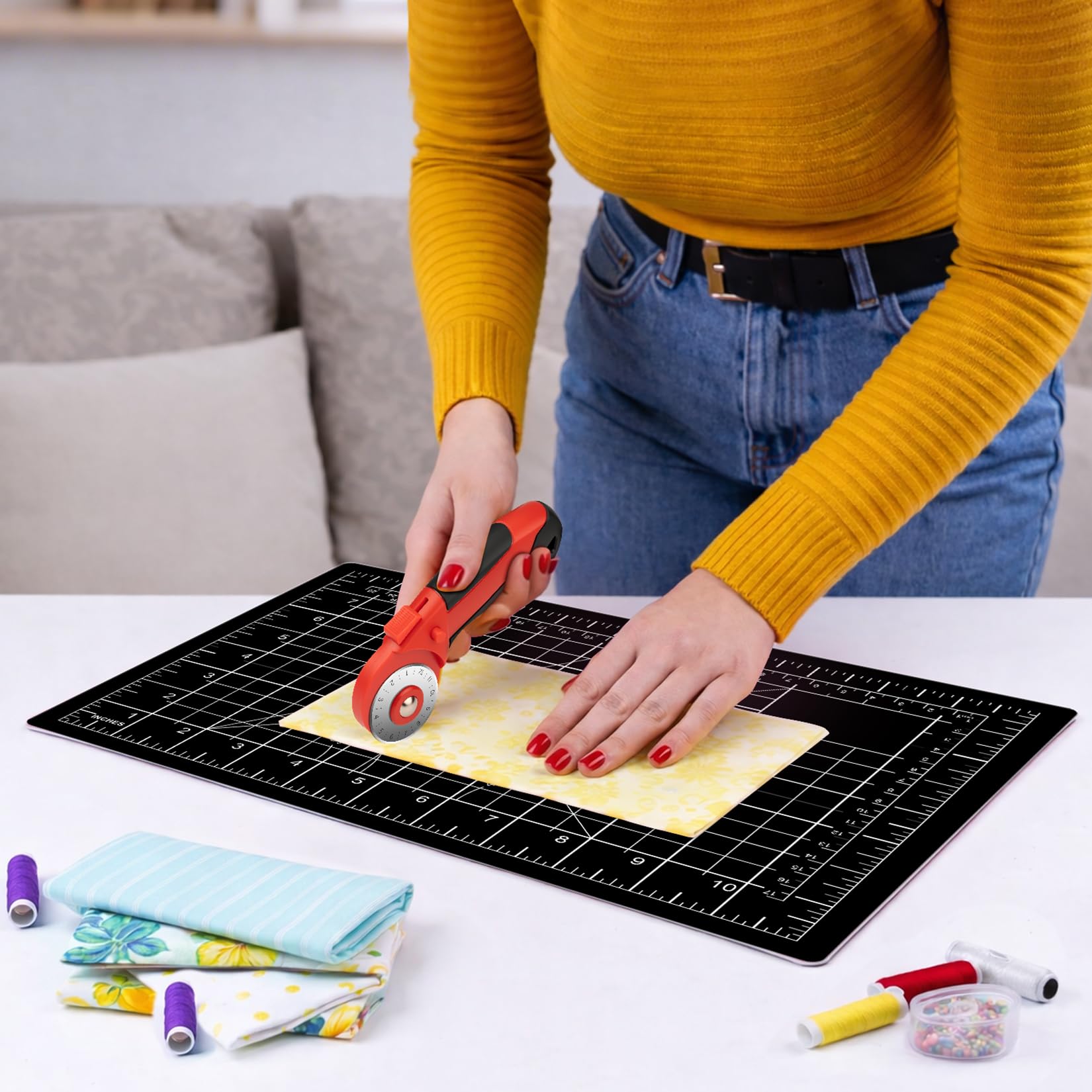 1 PCS Black Cutting Mat 8in×6in Self Healing Double Sided 5 Ply Craft Rotary Cutting Board A5 Size DIYSELF