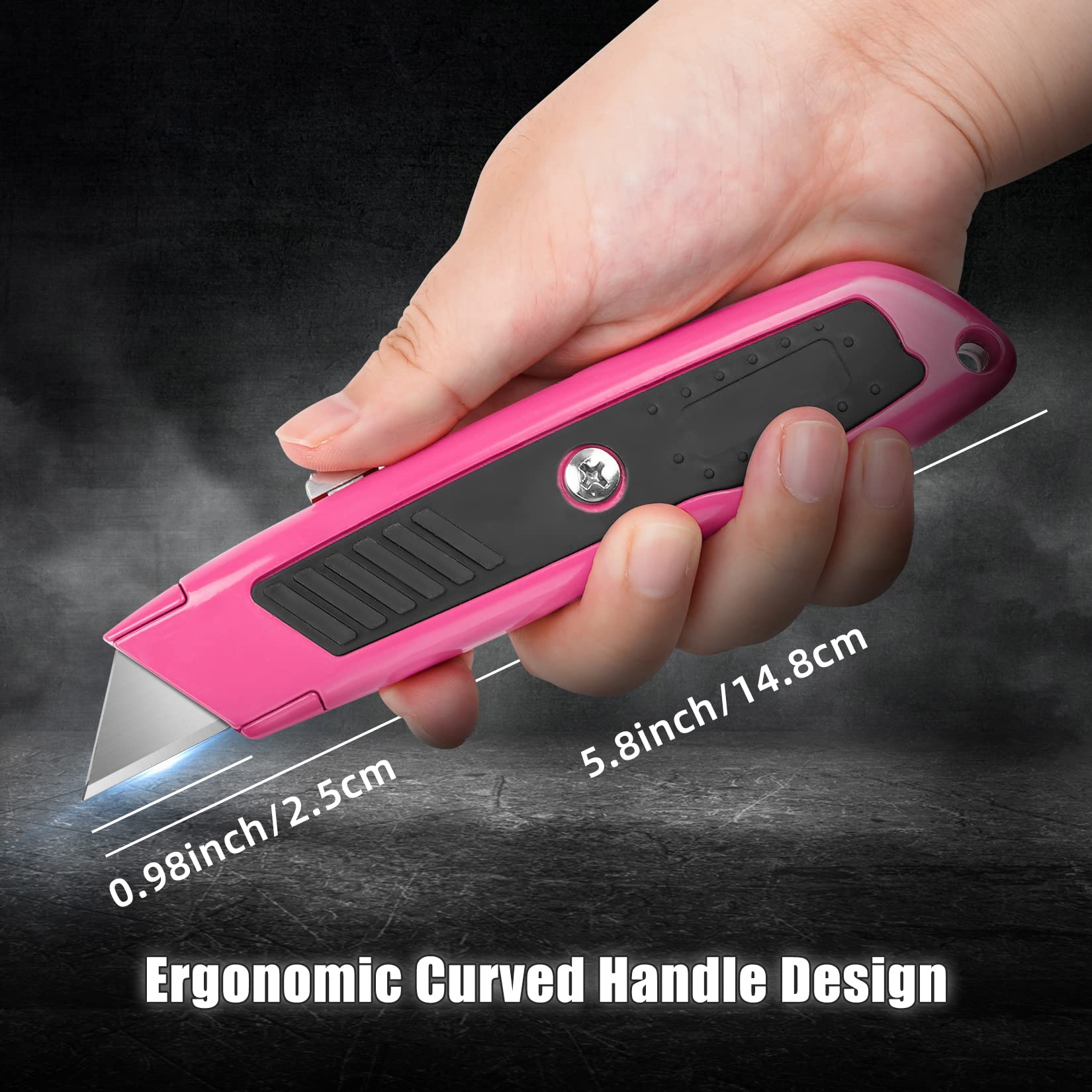 2 PCS Box Cutter Retractable Heavy Duty Utility Knife Pink DIYSELF