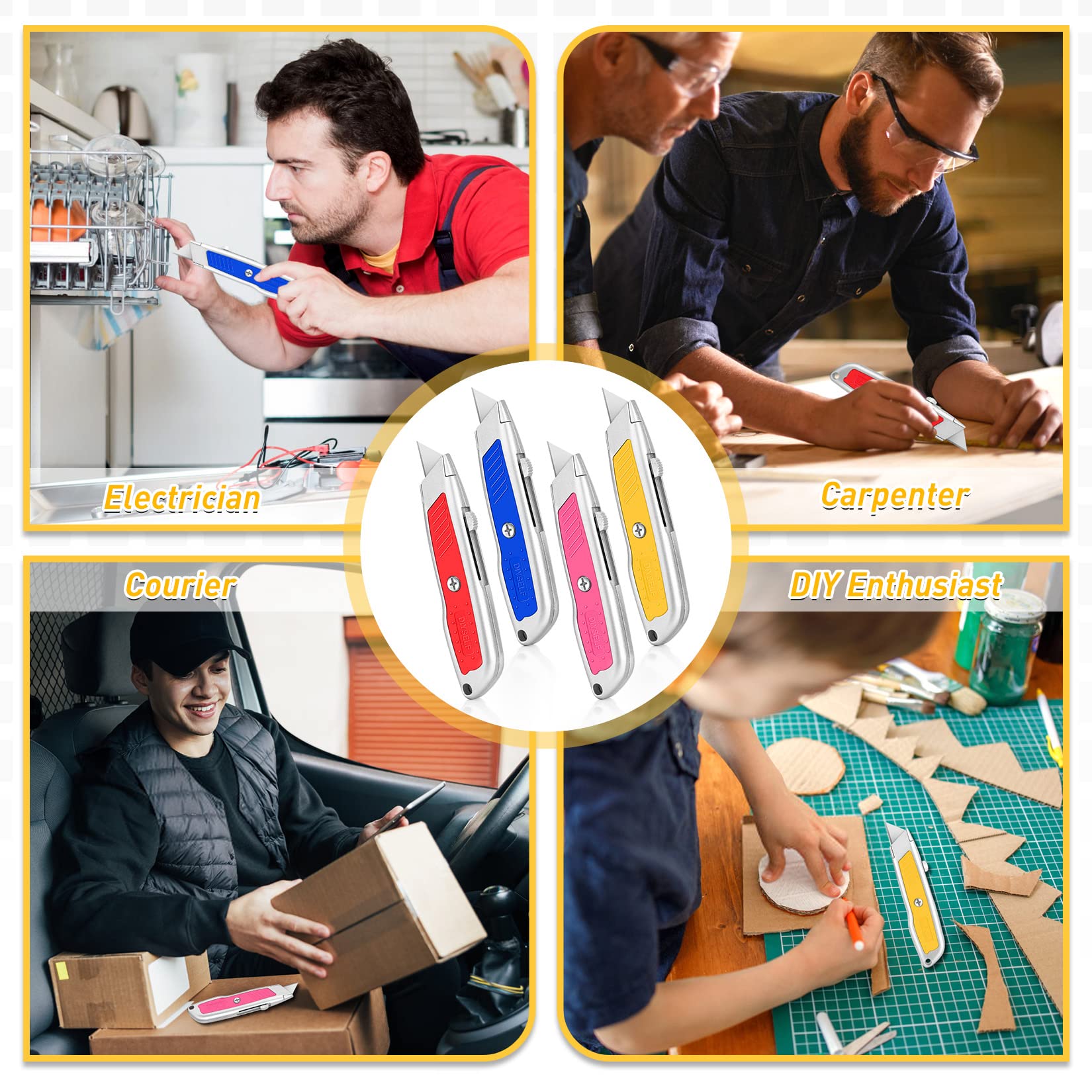 Bulk 20 Pack Utility Knife – Box Cutter with Rubber Handle