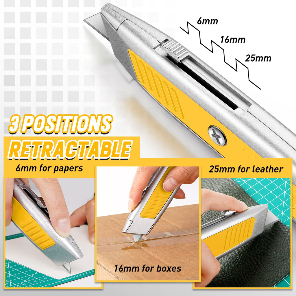 Bulk 20 Pack Utility Knife – Box Cutter with Rubber Handle