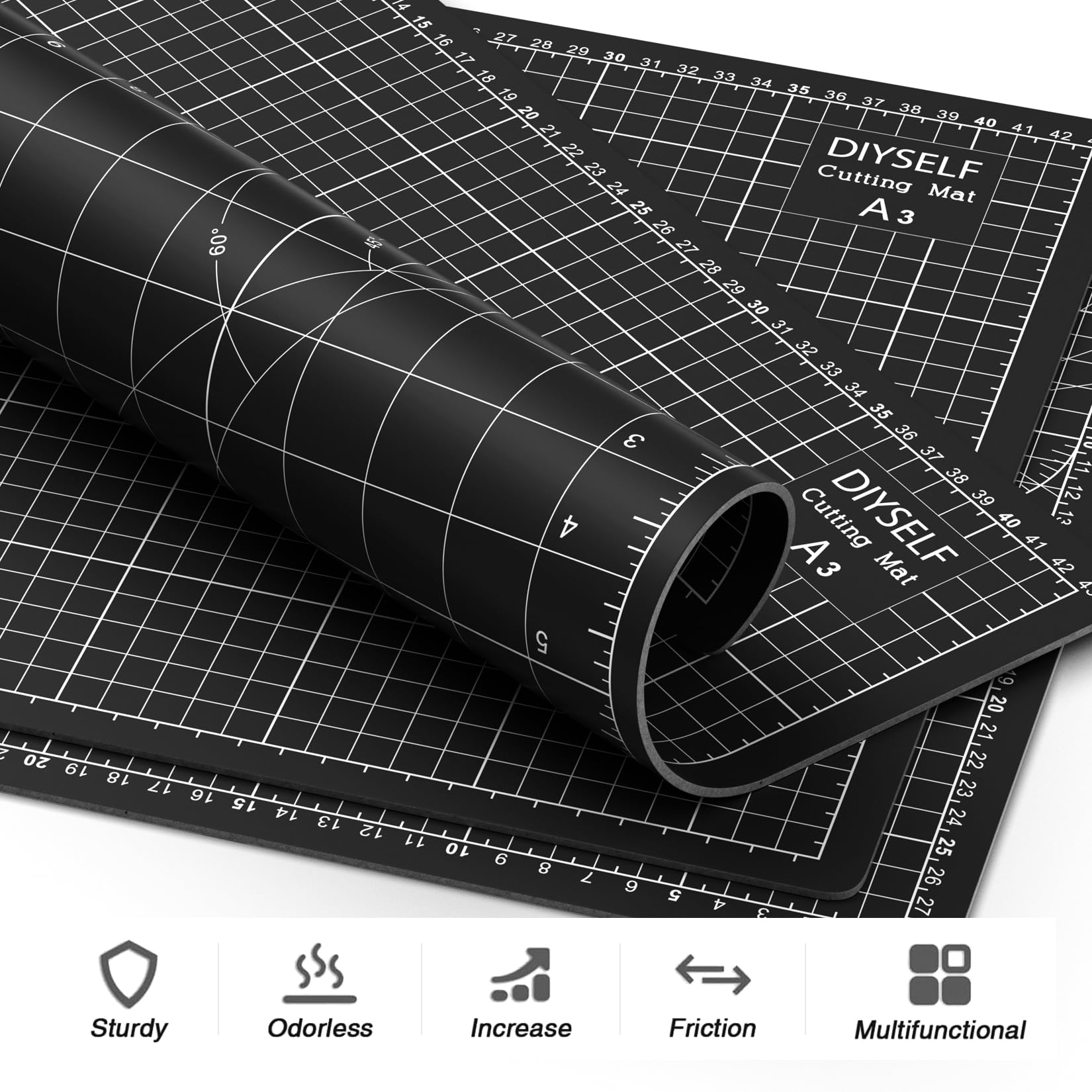 1 PCS Black Cutting Mat 8in×6in Self Healing Double Sided 5 Ply Craft Rotary Cutting Board A5 Size DIYSELF