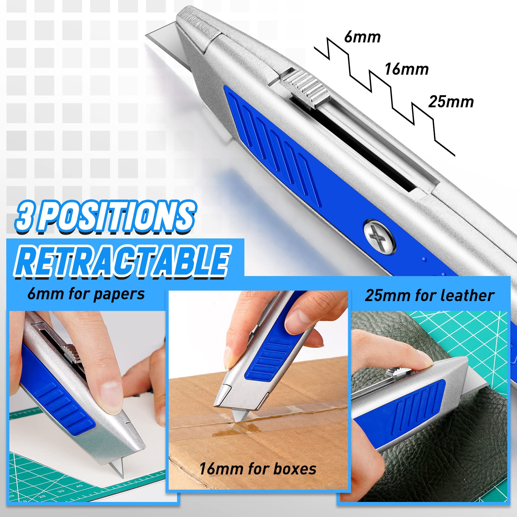 Bulk 20 Pack Blue Heavy Duty Box Cutter – Sharp Utility Knife